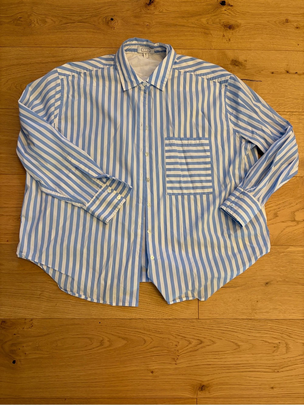 AYR The Deep End Blue + White Stripe Shirt XL